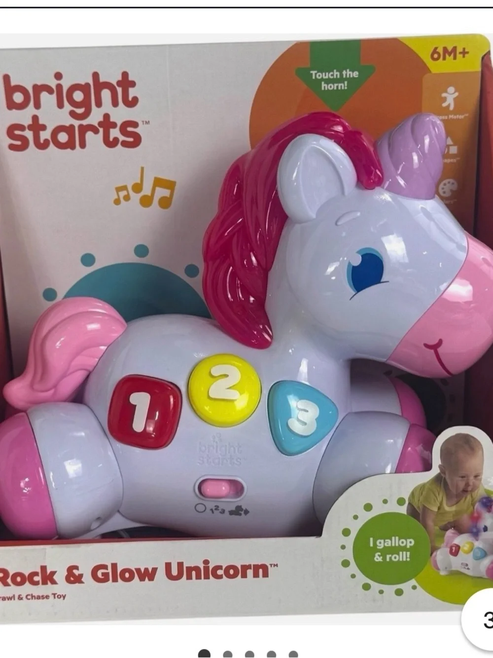 Educational Pink and White Unicorn Number Toy